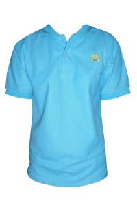 訂製男裝短袖Polo恤    設計彩藍色Polo恤     黃色單色繡花logo    團體制服  P1526